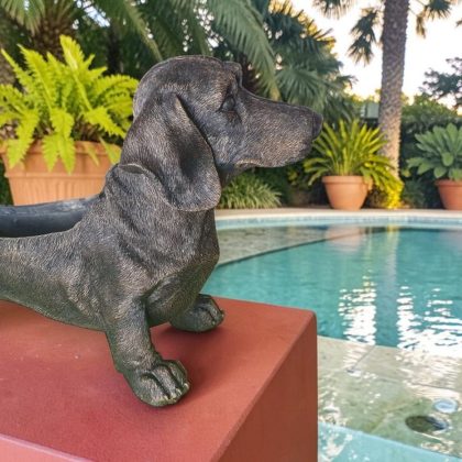 Ombre Gold Garden Dachshund Planter