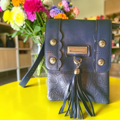 Navy Blue Handbag With Tassles