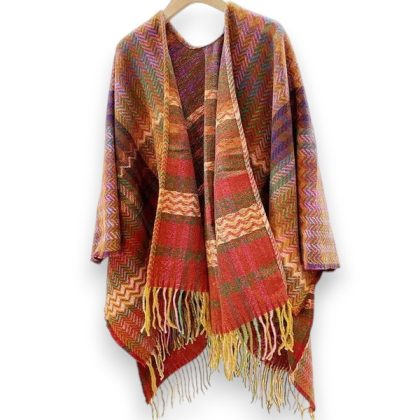 Ladies Multicoloured Open Front Poncho