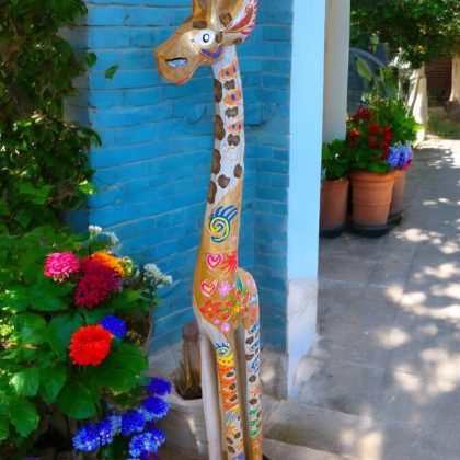 Large Gold Wooden Giraffe Statue
