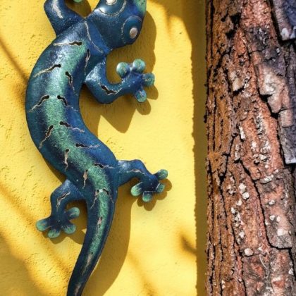 Large Green Metal Gecko Wall Art