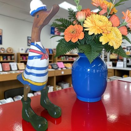 Large Carved Wooden Sailor Duck Statue
