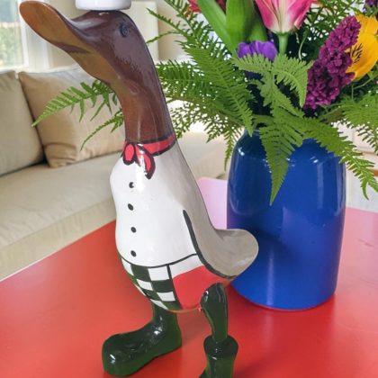 Large Carved Wooden Chef Duck Statue