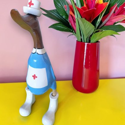 Large Carved Wooden Nurse Duck Statue