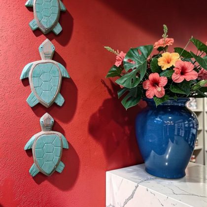 Green Wooden Turtle Wall Art Set