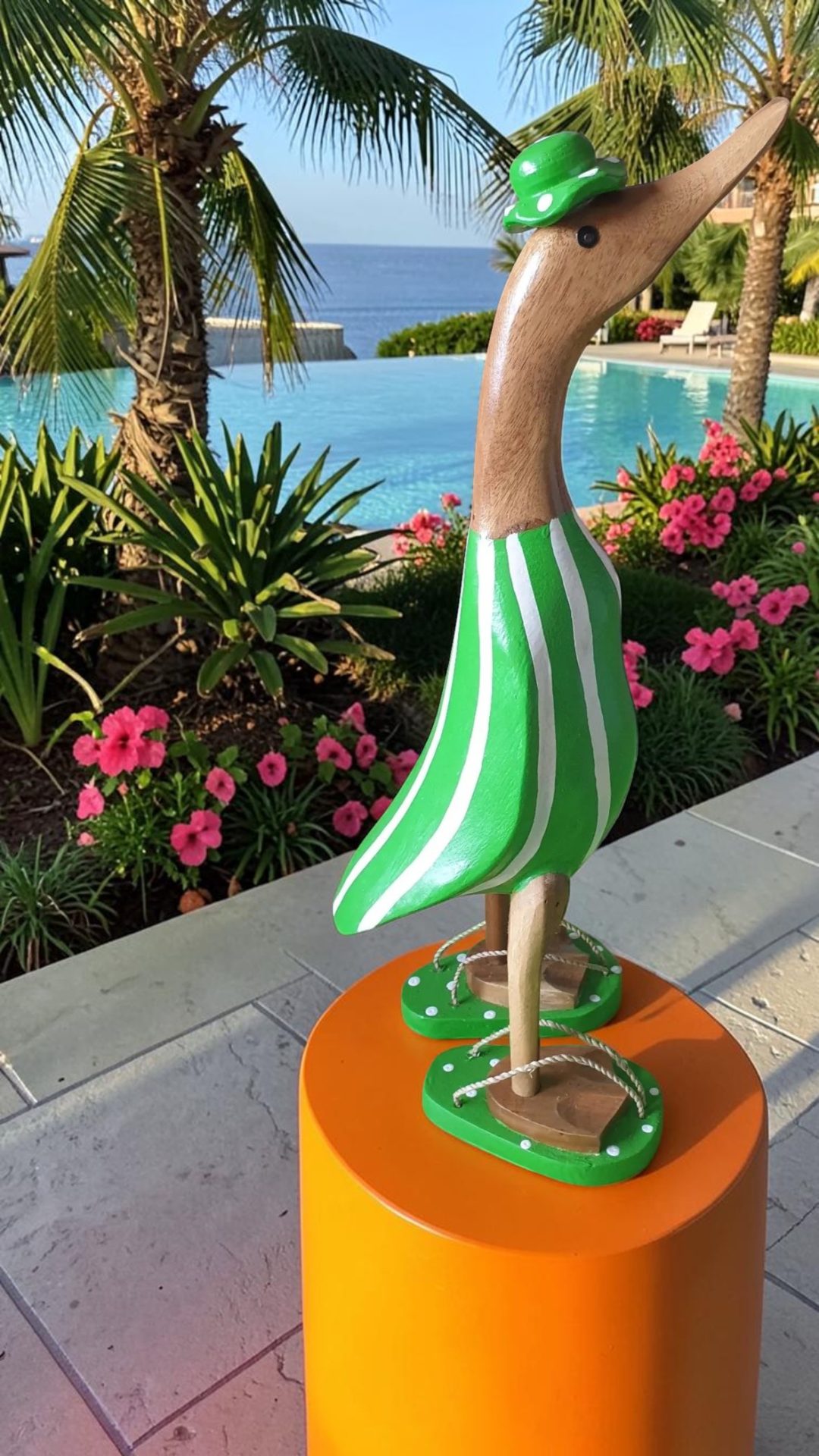 Extra Large Green Striped Duck Statue - Image 5