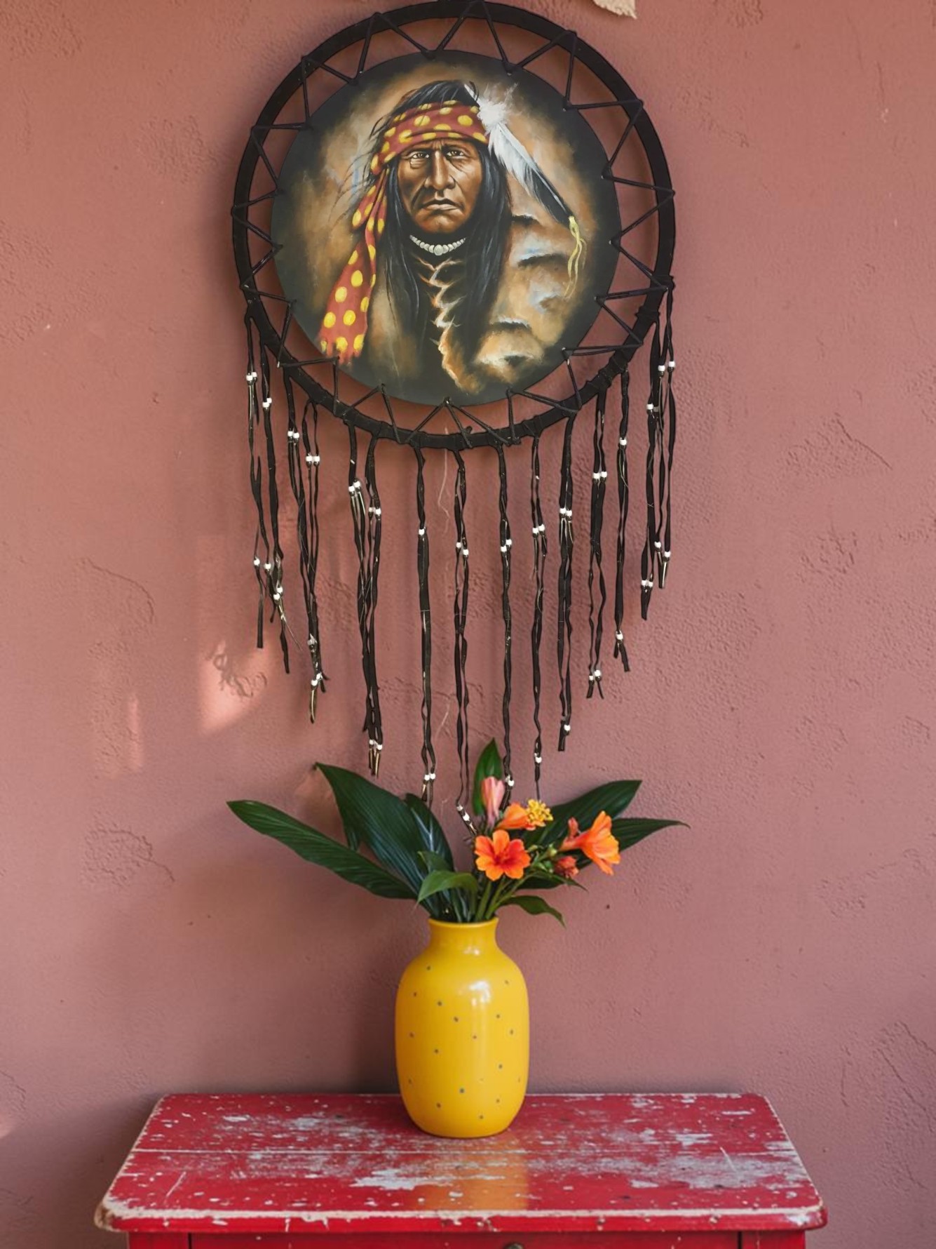 Large Indian Chief Dream Catcher A - Image 6