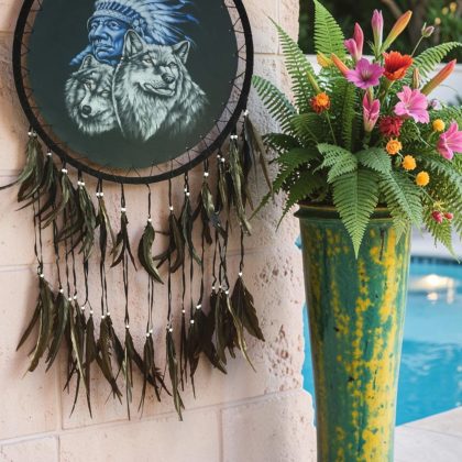 Indian Chief And Wolves Dream Catcher