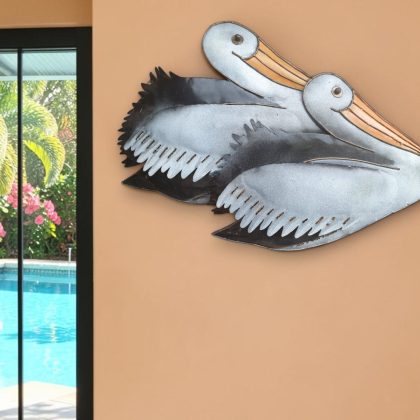 Double Pelican Metal Wall Art