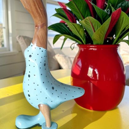Extra Large Blue Wooden Duck With Dots