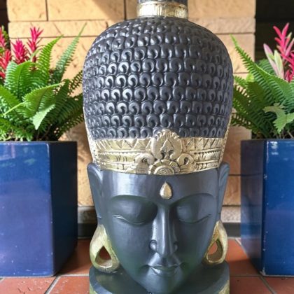 Large Black And Gold Buddha Head Statue