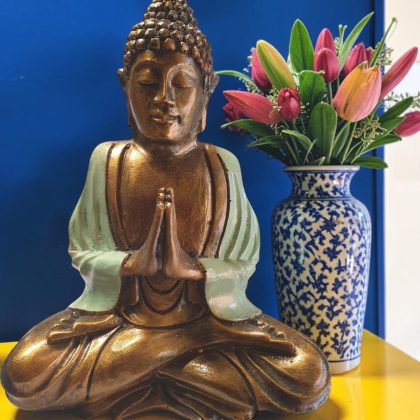 Light Green And Gold Buddha Statue