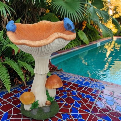 Mushroom Bird Bath Feeder Garden Statue